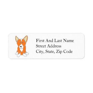 Etiqueta Corgi Dog, Naranja y Personalizado blanco