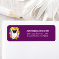 Corgi Dog with Flowers Purple Return Address
