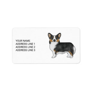 Etiqueta Corgi Galés de Pembroke Tricolor Negro Y Tu Texto