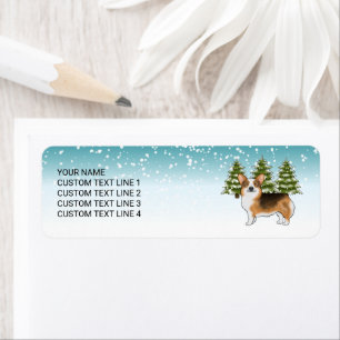Etiqueta Corgi Pembroke de Cabeza Roja Navidad de Invierno