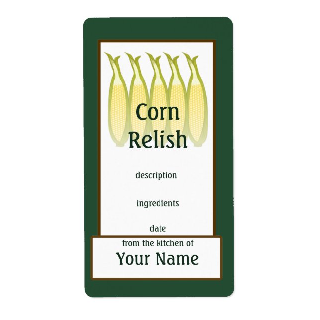 Etiqueta Corn Relish Preserve (Frente)