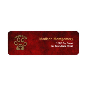 Etiqueta Cornish Rex Cat Breed Red Address Labels