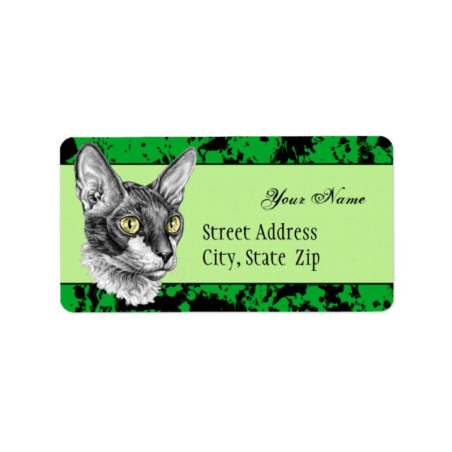 Etiqueta Cornish Rex Sketch (Frente)