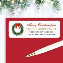 Corona de acuarela Feliz Navidad Dirección familia