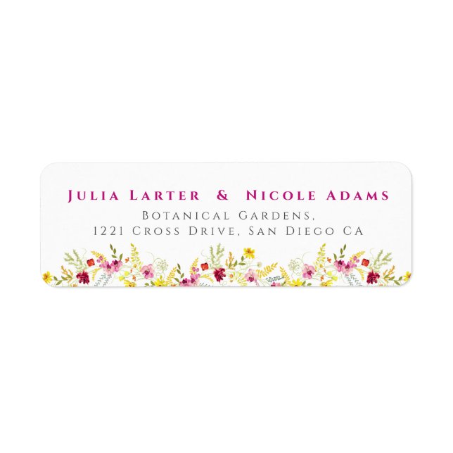 Etiqueta Corona de flores de orquídea silvestre rosa púrpur (Frente)