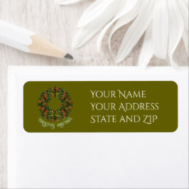 Etiqueta Corona de Paisley Colorida en Tarjeta de Navidad V