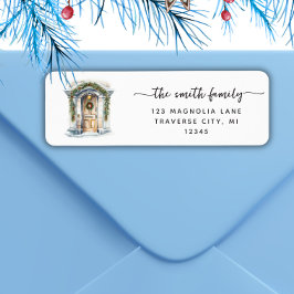 Etiqueta Corona de puerta minimalista de Navidad de inviern