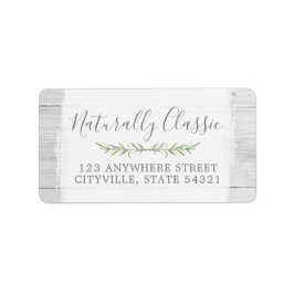 Etiqueta Corona de ramas de hoja botánica y madera rústica 