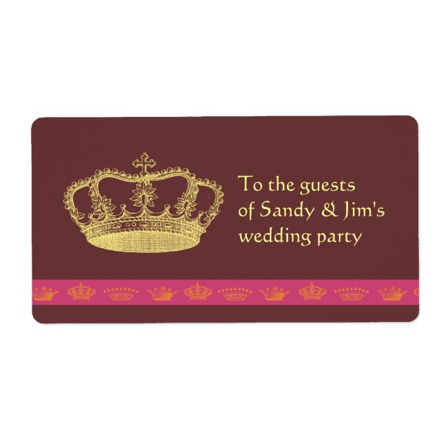 Etiqueta Corona dorada con barra rosa (Frente)