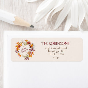 Etiqueta Corona floral de Acción de Gracias personalizable