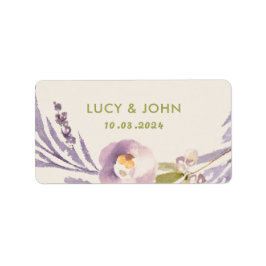 Etiqueta Corona floral vintage de boda lavanda lila