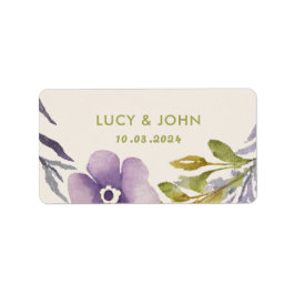 Etiqueta Corona floral vintage de boda lavanda lila