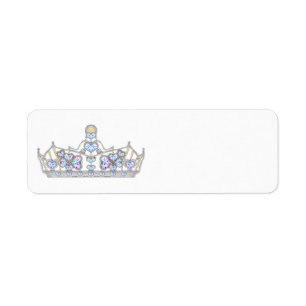 Etiqueta corona plateada de diamantes de corazón moda brill