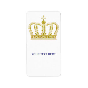 Etiqueta Corona real de oro + su backgr. y ideas