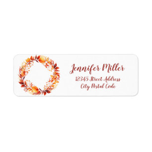 Etiqueta Correa de color de agua de coloridas hojas de otoñ