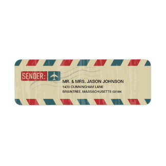 Etiqueta Correo electrónico de Vintage Airmail RETURE DIREC