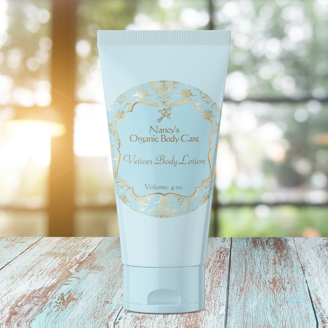 Etiqueta cosmética de damasco de Relieve metalizad (Subido por el creador)