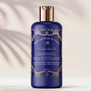 Etiqueta cosmética de jabón azul damasco y Relieve