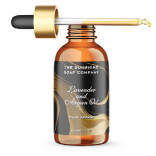 Etiqueta Cosméticos de mármol negro y oro
