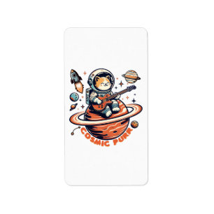 Etiqueta Cosmic Purr - Astro Guitarrista Gato