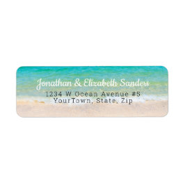 Etiqueta Costa de la playa de arena blanca de las olas del 