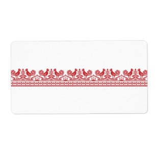 Etiqueta Costilla cruzada del Rooster Rojo