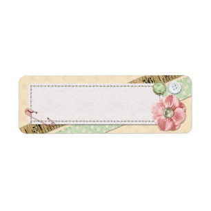 Etiqueta Costura de costura, botones y lazo Shabby Chic Pin