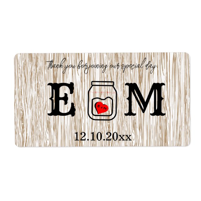 Etiqueta Country chic mason jar wedding (Frente)