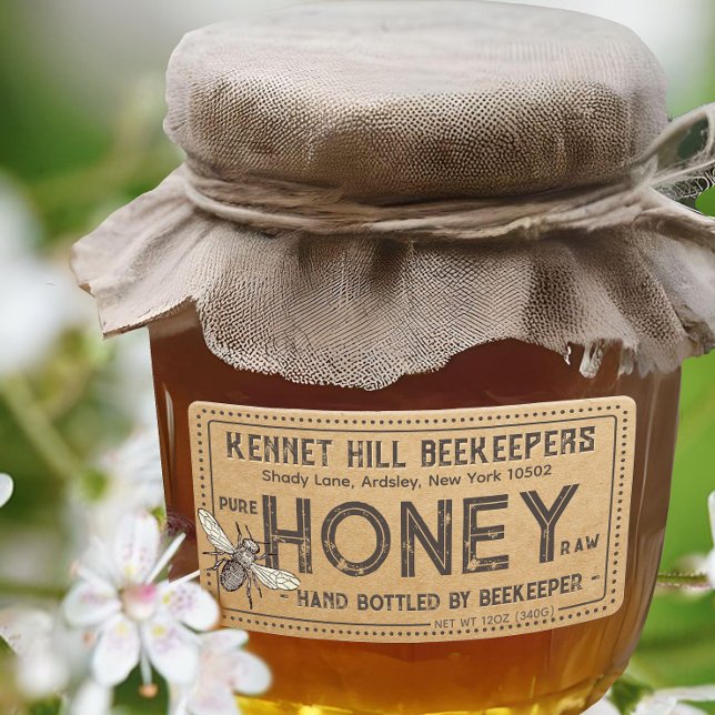 Etiqueta Country Kraft Grunge Farmhouse Raw Honey Label Abe (Subido por el creador)