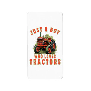 Etiqueta Country Life Boy que ama los tractores