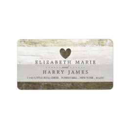 Etiqueta Country Wood Heart Boda