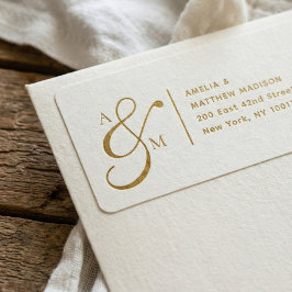 Etiqueta Couple Monogram Ampersad White Address Label