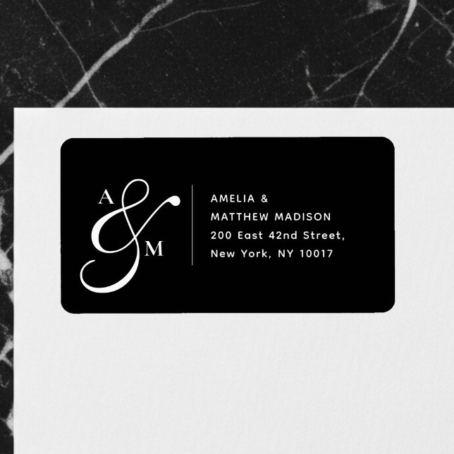Etiqueta Couple Monogram Ampersad White Address Label (Subido por el creador)
