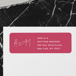 Etiqueta Couple Monogram Heart Return Address