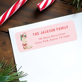 Etiqueta Cowboy Boot Country Christmas Return Address