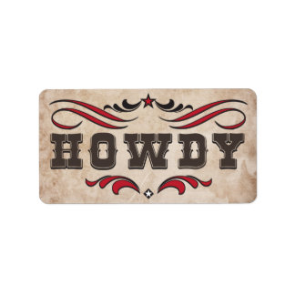 Etiqueta Cowboy Boots y Howdy Labs occidentales