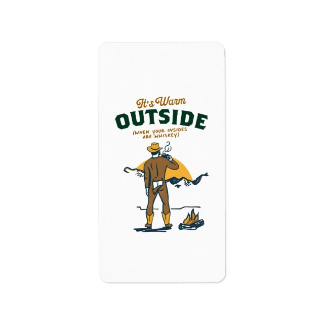 Etiqueta Cowboy gracioso que bebe Whiskey (Frente)