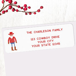 Etiqueta Cowboy Santa Claus Christmas Return Address