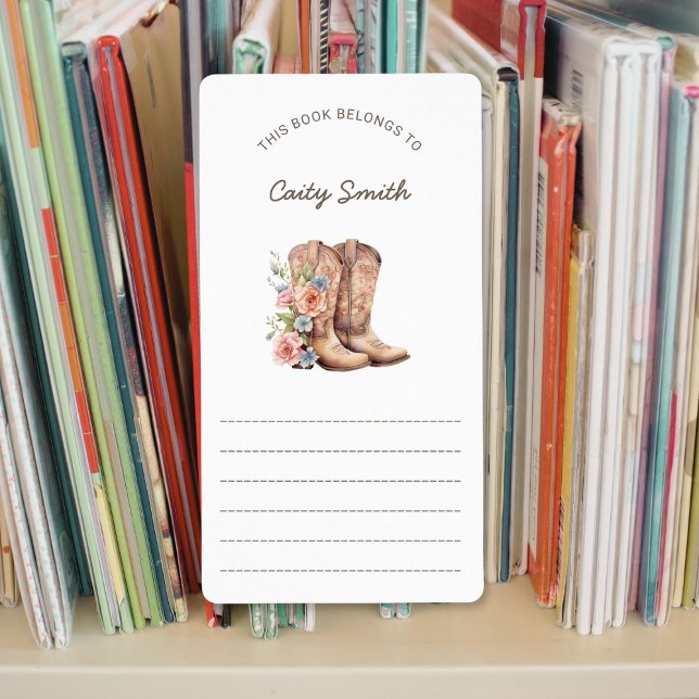 Etiqueta Cowgirl Boots libros de biblioteca rosa con flores (Subido por el creador)