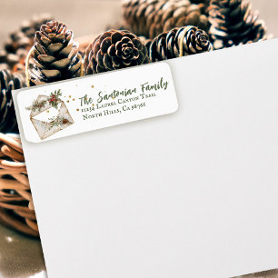 Etiqueta Cozy Vintage Navidad Rojo Holly Dirección de Reto