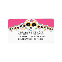 Etiqueta Cráneo de azúcar Dia de La Muerte Halloween Cumple