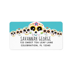 Etiqueta Cráneo de azúcar Dia de La Muerte Halloween Cumple