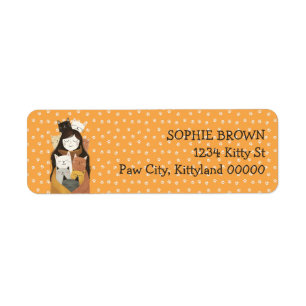 Etiqueta Crazy Cat Lady on Paw Pattern Dirección de devoluc