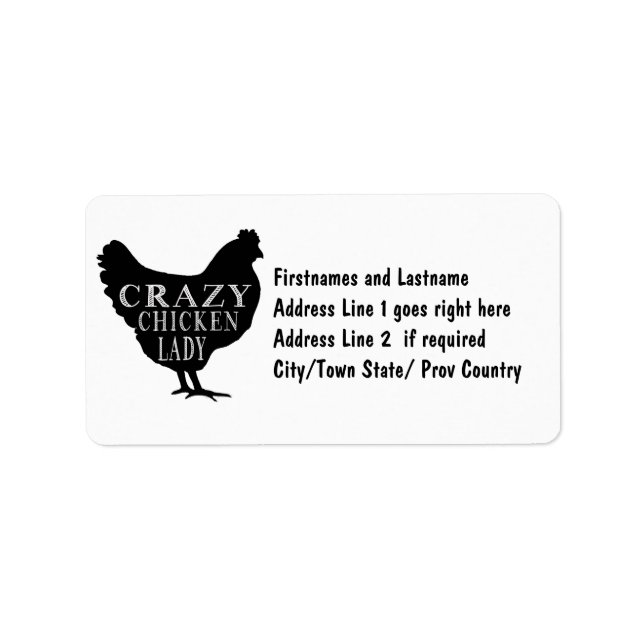Etiqueta Crazy Chicken Lady Poultry Lover (Frente)