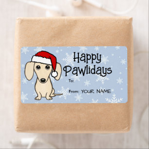 Etiqueta Cream Dachshund Navidades De Perro A De Regalo