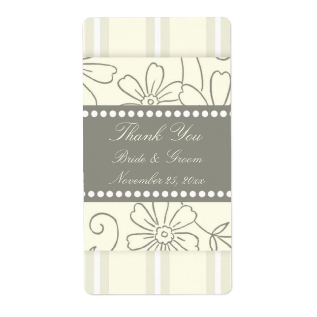 Etiqueta Cream Elegant Floral Wedding Labels (Frente)
