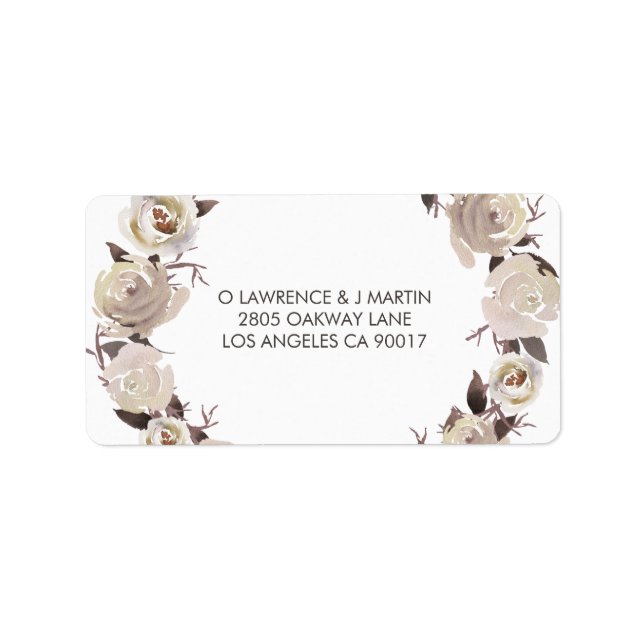 Etiqueta Creamy Rosas Wreath Floral (Frente)