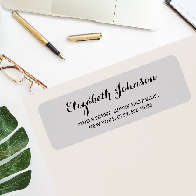 Etiqueta Crear dirección de retorno gris elegante y Persona (Create Custom Modern Elegant Gray Return Address Label)