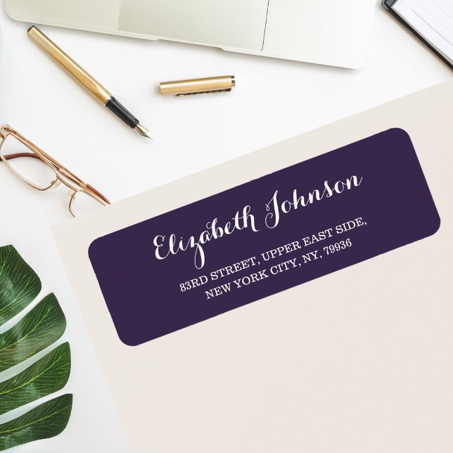 Etiqueta Crear Personalizado elegante dirección de retorno  (Create Custom Elegant Dark Purple Return Address Label)