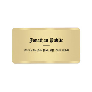 Etiqueta Creative Faux Gold Classic Style Nombre de texto T